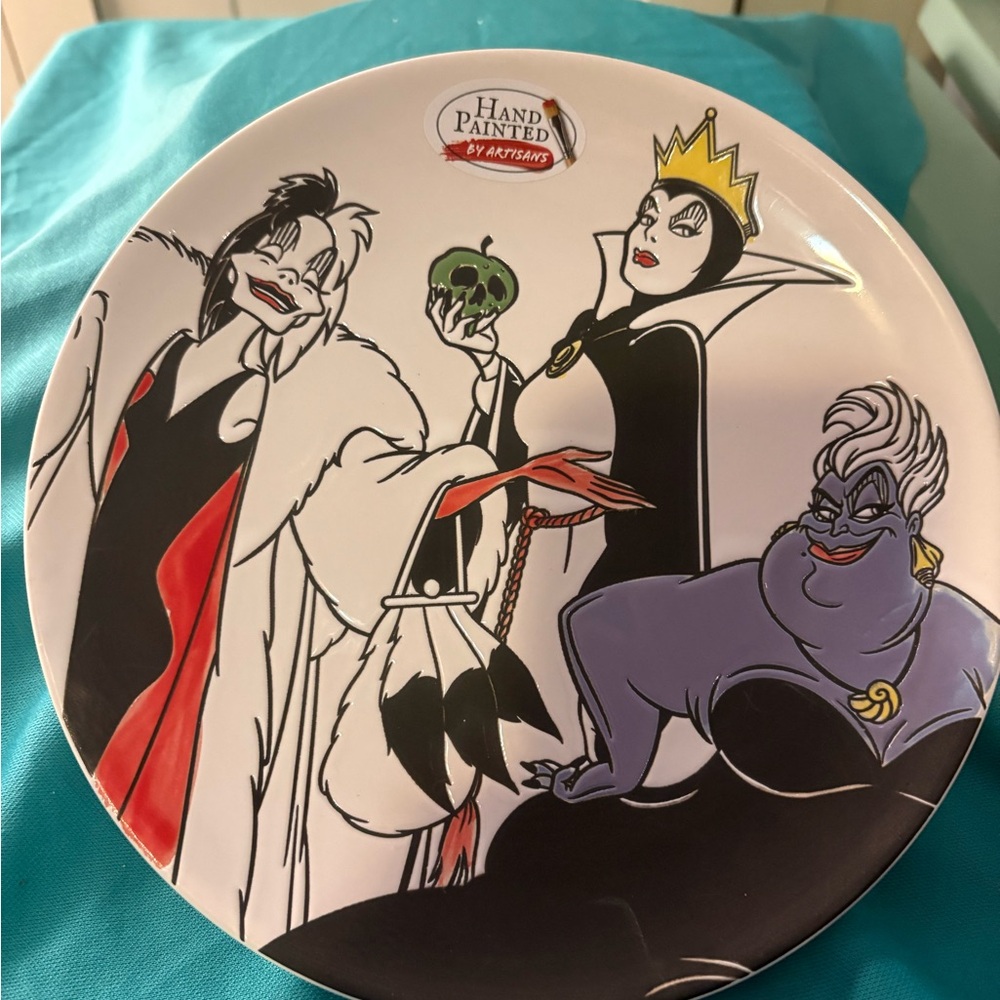 Disney Villians Hand Painted Plate 8 1/2”